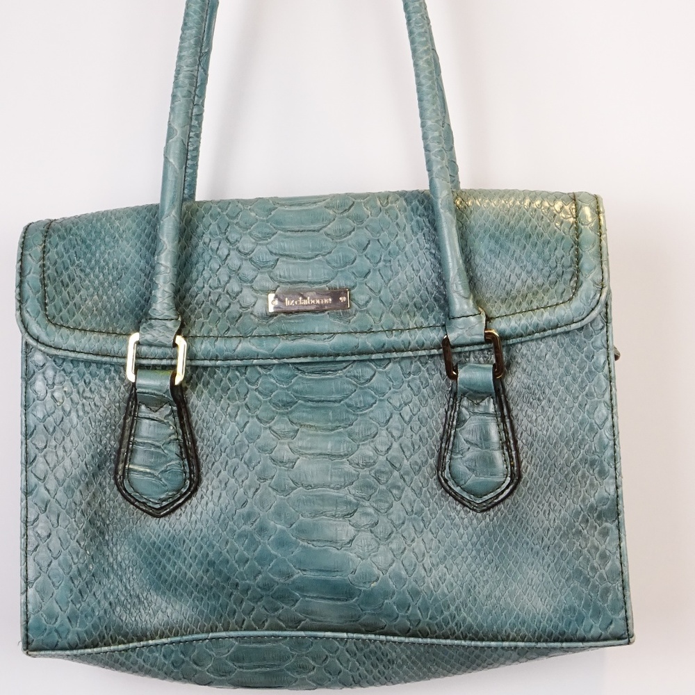 Liz Claiborne-Ladies Turquoise Faux Snake Skin Veg